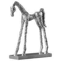 Horse Figurine Textured Horse Statue Silver-Toned for Bookshelf, Homeowners