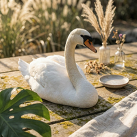 Floating Swan Sculpture Fiberglass Swan Pond Ornament Lightweight Easy to Move
