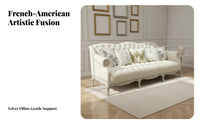 3 Seater Vintage Sofa Luxurious Design French Design Sofa Deep Button Button Detailing Upholstered Couch for Homeowners, Families, Hotel Lobby, Villa