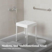 Square Top Bath Stool Non-Slip Shower Chair Strong Load-Bearing for Bathtub