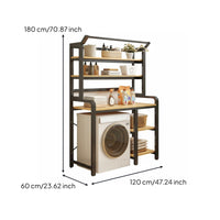 Bathroom Space Saver Shelf Freestanding Laundry Shelf Household Storage Laundry Organizer over Washing Machine Rack Shelving Unit Sturdy Metal Wood Panel Suitable for Laundry Room Balcony Washroom Kitchen
