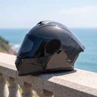 Helmet with Headset | Carbon-Fiber-Pattern, DOT Certified Helmet, for Street Riding