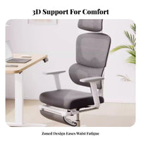 Adjustable Ergonomic rotating Chair spineing Ergonomic Mesh Chair with Headrest Flip-up Arms Retractable Footrest for players