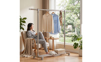Stable Clothes Drying Rack with Shelf Sturdy Telescoping Garment Rack Space-Saving Floor Clothes Dryer Sturdy for Balcony, Laundry Room, Bedroom, Apartment