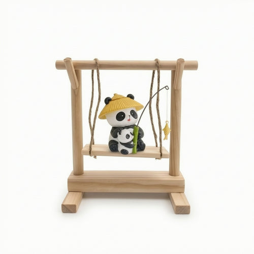 Panda Swing Ornament Artisanal Panda Figurine Adorable for Office, Living Room