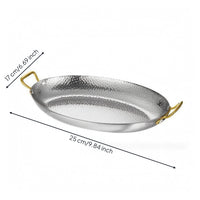 Hammered Stainless Steel Serving Pan Raised Rims Hammered Serving Uncovered Pan-Top