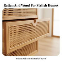 3-Drawer Rattan Chest of Drawers Japanese Design Home Furnishing Minimalist Aesthetic Long-Lasting Construction