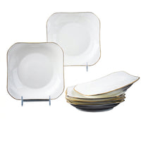 Bone China Serving Plates with Gold Trim, Modern Minimalist Style