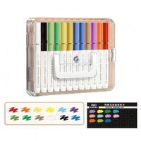 12 Pieces Carrying Handle Direct-Liquid Acrylic Markers Color Card Soft-Tip Acrylic Markers Bright Colors Paint Pen Set Organized Storage
