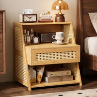Vintage Style Solid Wood Nightstand with Storage for Bedroom