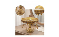 Mirrored Tray with Pedestal Embossed Pedestal Tray with Tassels Ornate