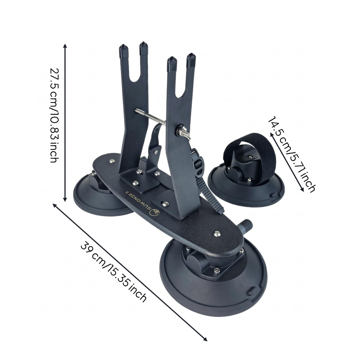 Suction Cup Mounting Bracket Matte Black Fixture Hardware Industrial Finish