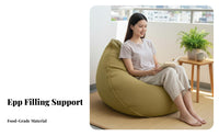 Japanese Design Bean Bag Chair Removable and Washable Cover Convertible Bean Bag Bed Comfortable Floor Sofa Soft Feel Material for Adults, Students, Teens, Balcony, Bedroom, Dorm Room, Lounge Area