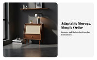Bedside Storage Cabinet Modern Minimalist Design Wicker-Front Cabinet for Study