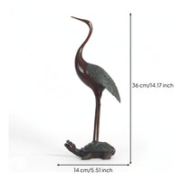 Crane Statue with Turtle Support Decorative Crane Sculpture on the Turtle Artistic Decor for Adults, Study, Living Room, Office