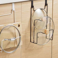 Pot Lid Rack over the Door Lid Holder Rack Iron Frame