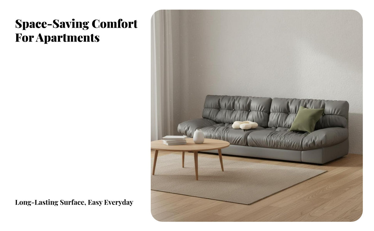 Space-Saving Fluffy Sofa Cushiony Cushioning Fluffy Couch Deep Seat Puffy Lazy Sofa Scratch-Resistant Material for Apartment Dwellers, Young Adults, Pet Owners, Small Areas, Bedroom, Lounge Area