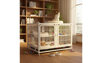 Heavy Duty Breeding Cage Double Door Multi-Tier Animal Kennel Easy to Removable Tray Stackable Pet Cage for Veterinarians, Grooming Salon