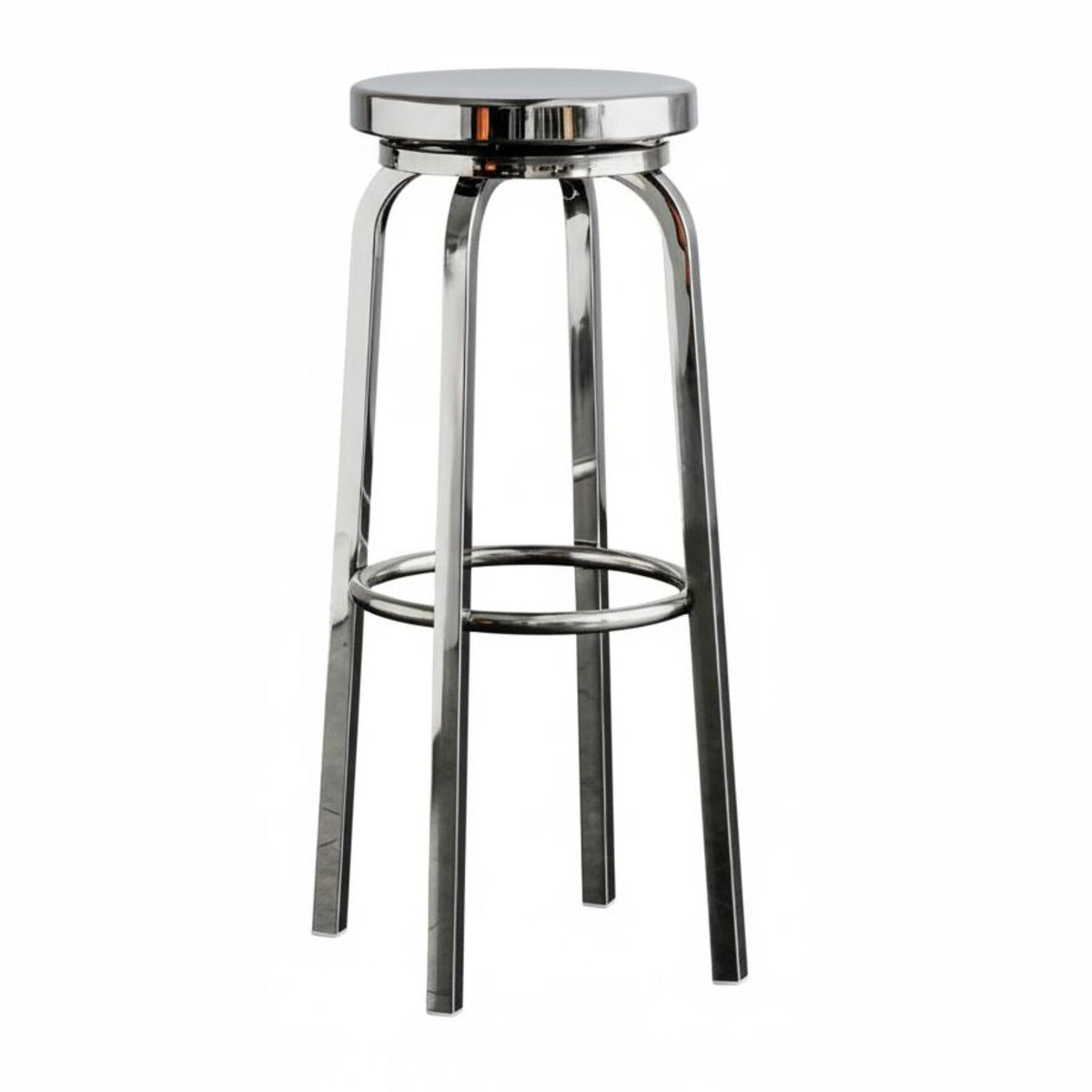 Backless Metal Swivel Stool Built-in Footrest Indoor Seating Scratch-Resistant