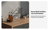 Open-Frame Wire Bottle Rack Home Storage Syrup Bottle Rack Stepped Rust Resistant Black