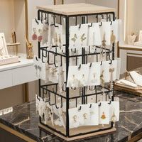 Earring Holder with Wood Foundation areaSaving Jewelry Stand Holder with Hooks Compact Jewelry Display for Vanity