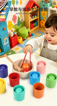 Montessori Eight-Color Ball Sorting Cup Toy for Kids