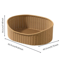 Woven cat bed with removable cushion