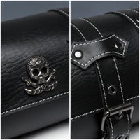 Biker-Style Motorcycle Hanging Bag Riveted Motorcycle Bag with Skull Emblem Structured Saddlebag Long-Lasting for Bikers