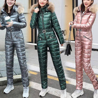 Women Ski Suit Women Jackets Winter Hooded Parka Jumpsuit Wo