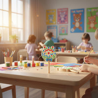 DIY Wooden Rattle Drum Even-Surfaced Handle Unfinished Wooden Rattle Drum Kids' Craft Supply for Art Workshop