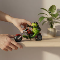 Frog on Motorcycle Statue Creative Motorcycle Riding Frog Figurine Garden Accessory Nordic Design House Decoration Bright Hues