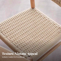 Woven Rear Side Chair Sturdy Wood Frame Household Furniture Vintage Design Ergonomic Rearrest for Homeowners, Families