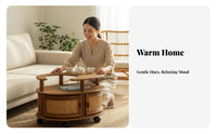 2-Tier Rolling Trolley Woven Design Crescent-Shaped Rolling Cabinet for Bedroom