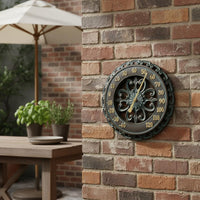 Outdoor Wall Thermometer Timepiece Battery No-Cost Home Decor for Courtyard