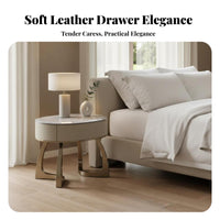 Fluted Cylindrical End Table Light Luxury Nightstand Modern Design for Bedroom