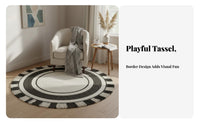 Handmade Hand-Knotted Floor Carpet Natural Fibers Round Area Rug Glue-without Round Woven Rug Soft Feel for Interior Decorators, Apartment Dwellers, Living Room, Bedroom, Reading Nook, Entryway