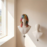 Wall-Mounted Mannequin Bust Linen-Like Cover Hat Hairpiece Display Stand Space