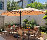 Outdoor Three-Head Roman Umbrella for Garden, Villa, and Commercial Use