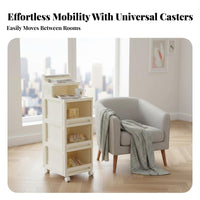 3-Tier Rolling Cart Nightstand Alternative Bedside Trolley With casters