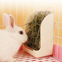 Chew Resistant Hay Feeder and Bunny Hay Rack, Fixed Spring Feeder for Chinchilla and Guinea Pig, Top-Hinged Washable Cage Accessory