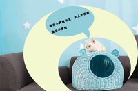 Wicker Cat Bed for Cats, Semi-Enclosed Breathable Pet Nest, Washable