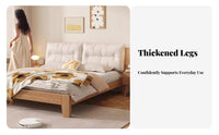 Upholstered Wooden Bed sturdy Wood Construction Upholstered foundation Frame Modern Minimalist and design Bedstead for partners, Adults, Home, Apartment, Hotel