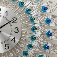 Peacock Wall Clock Luxury Home Decor Easy to Clean for Living Room