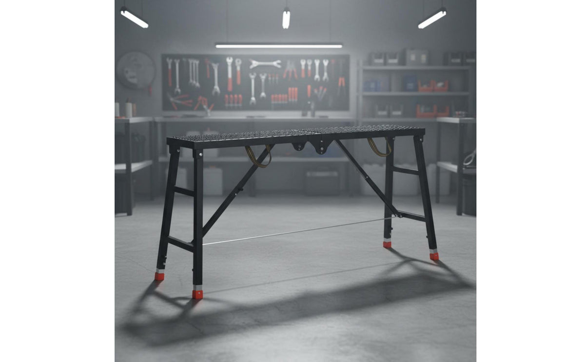 Foldable Folding Scaffolding Platform Compact Storage Adjustable Work Platform Easy Assembly Portable Work Bench Non-Slip for Decorators, Workshop