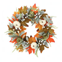 Autumn Wreath Silk Flowers Fall Wreath Mixed Greenery Seasonal Decor