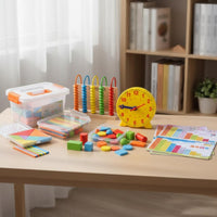 Colorful Design Early Learning Math Toy Set With Storage Case Kids Math Manipulatives Set Abacus and Counting Sticks Kit for Preschoolers, Students, Classroom, Homeschooling