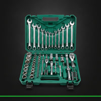 61 Pieces Automotive Tool Set with Case Chrome Finish Vehicle Tool Kit Socket Set for Home Mechanics, Mechanics, Garage, Home Workshop