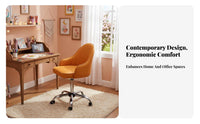 Upholstered Rolling Chair Comfortable for Long Sitting Desk Seat Modern Design