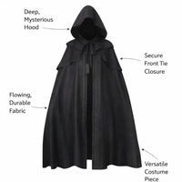 Fancy Dress Hooded Cape, Gothic Hooded Cloak Polyester, Halloween Party Hooded C #variant:S