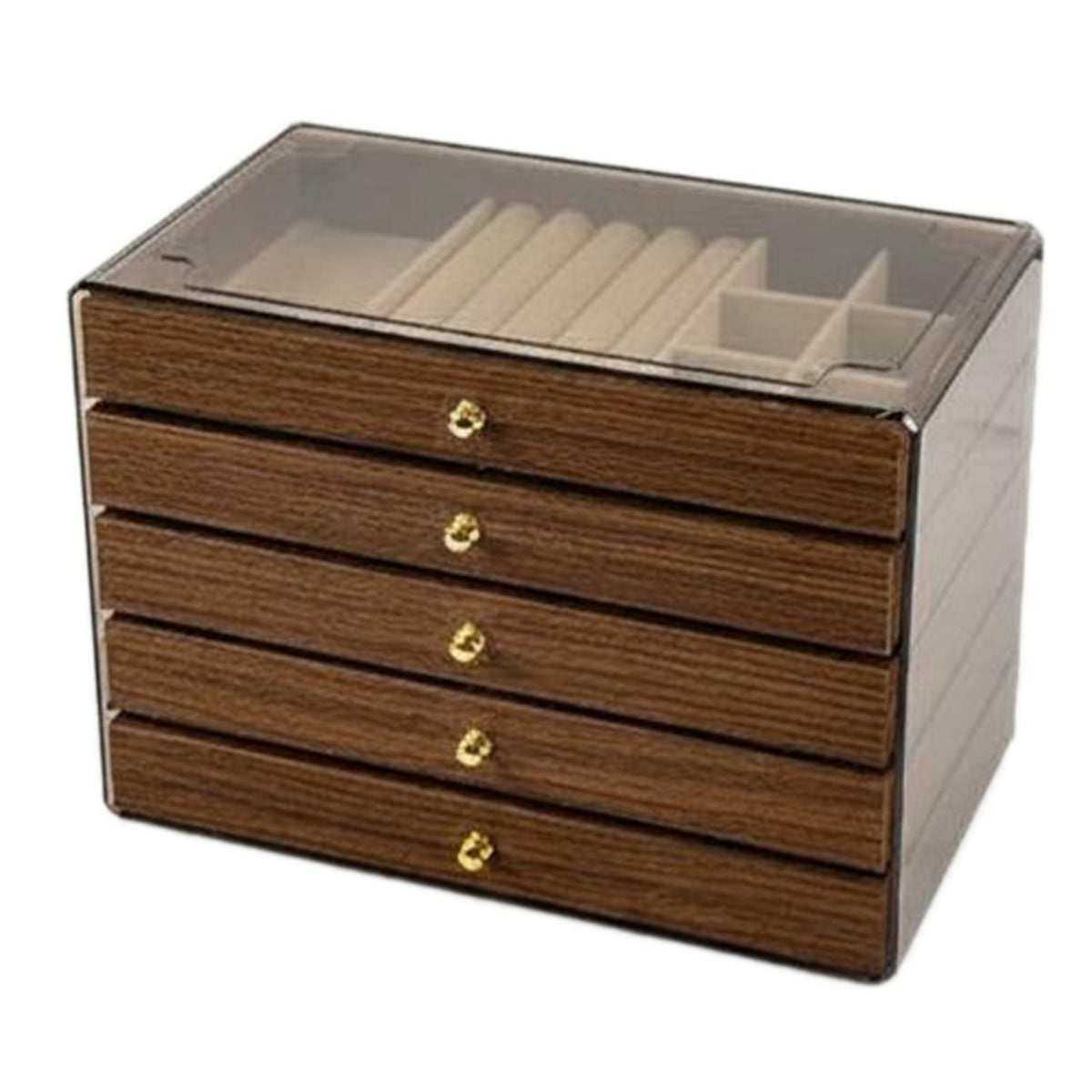 Jewelry Box Multi-Drawer Large Capacity Soft Flocked Lining Jewelry Case Effortless Sliding Drawers for Women Bedroom Closet